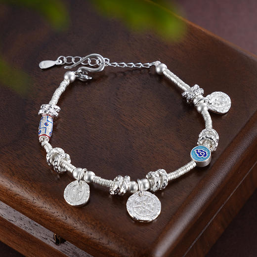 子佩集S925银【清雅喜乐】手链纯银【SL00857】腰缠万贯盘缠福字珐琅彩2501 商品图6