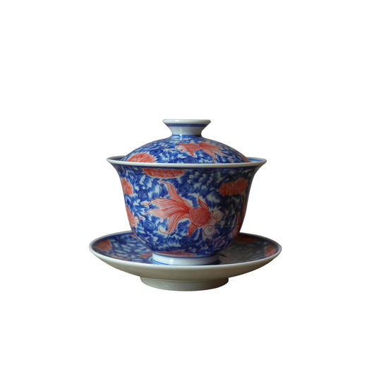 茶香记 繁色海水纹金玉满堂三才盖碗180ml陶瓷青花泡茶碗功夫茶具 商品图4