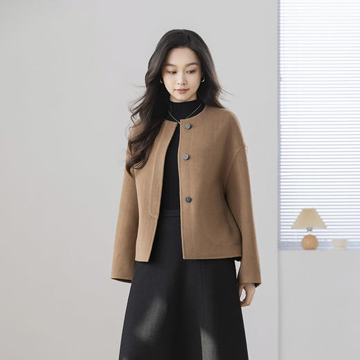 火桐hooton 高定系列 羊绒双拼短款大衣3485 商品图3