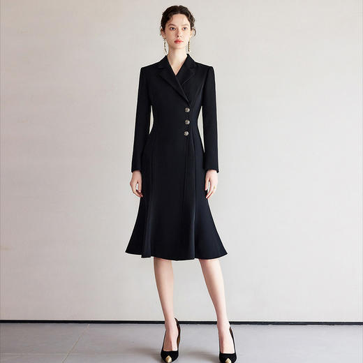 IWY/黑色鱼尾连衣裙新款女春季高级性感裙子西装裙子Q1250 商品图0