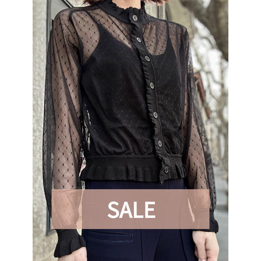 TYNVIE 针织围边拼蕾丝开衫 商品图0