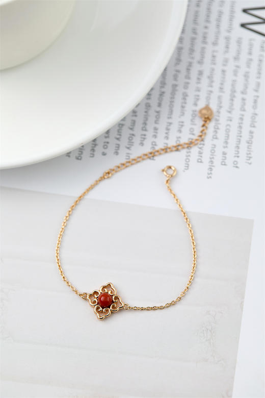 pearl moments珍刻  万事如意 四叶草（南红）手链 商品图2