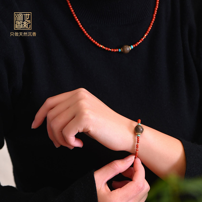 天然文莱沉香单珠手链/项链  SP9252