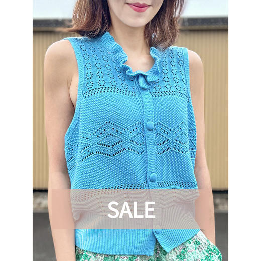 TYNVIE 针织开钮马甲 - 蓝色 商品图0