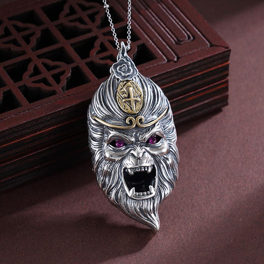 子佩集S925银【悟空圣佛】吊坠纯银【E109】【E189】仿古黑神话悟空双面佛(不含链)2501 商品图2