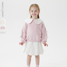 马克珍妮女童甜美蝴蝶结娃娃领卫衣宝宝上衣2025年春装新品250212