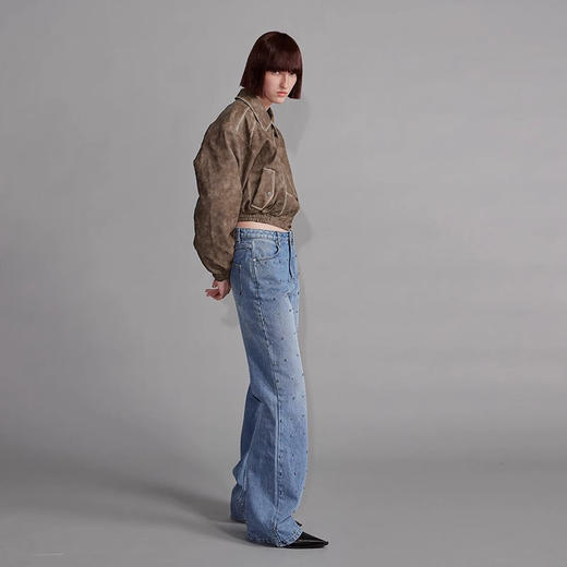 NUTH“飞艇夹克”｜棕色皮棉服洗水做旧复古宽松短款外套 商品图1