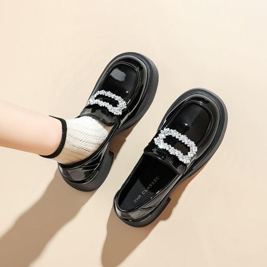 ZHR则则气质百搭小皮鞋2024新款英伦单鞋女厚底时尚小香风乐福鞋 商品图5