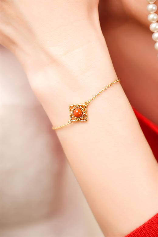 pearl moments珍刻  万事如意 四叶草（南红）手链 商品图4