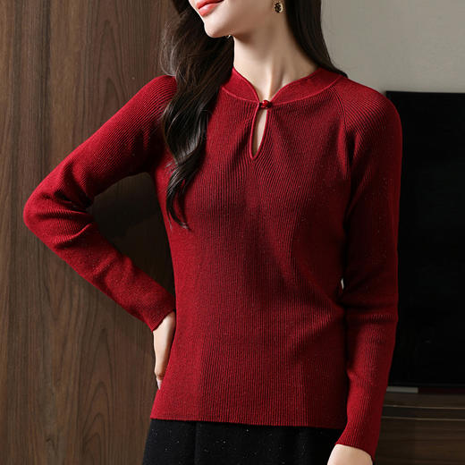 纤束马精纺羊毛亮丝旗袍领 JN-2466 商品图0