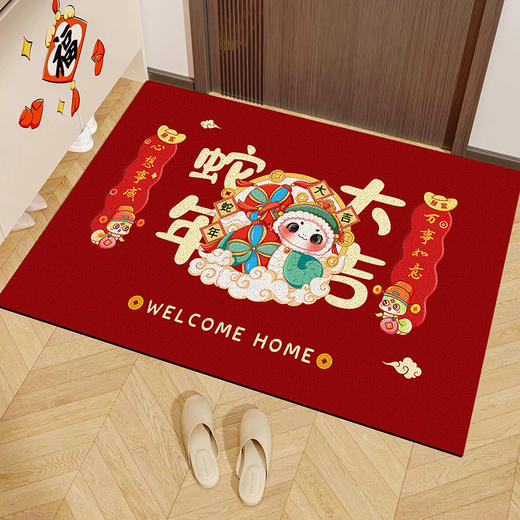 【马年限定❗️纳福喜庆红地毯】柔软舒适，毯面厚实，新年春节卡通生肖水晶绒入户门垫家用玄关地垫耐磨易打理门口脚垫年货 商品图5