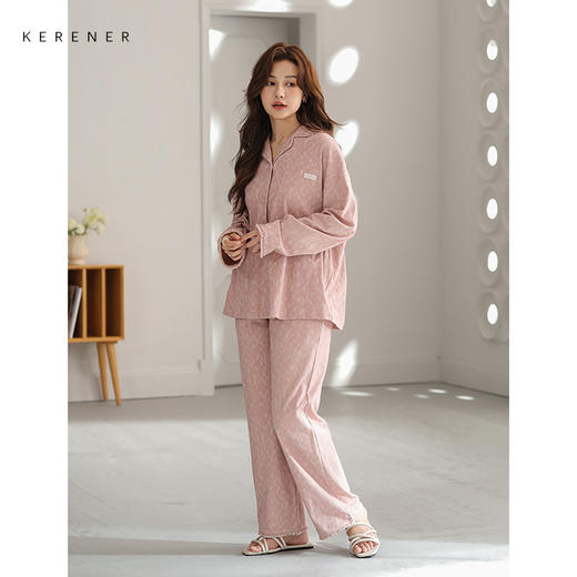 可人儿小众设计师新款奥力绵女士睡衣春秋长袖时尚可外出家居服 商品图2