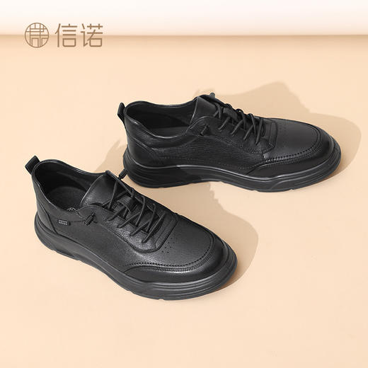 信诺男士羊皮休闲皮鞋2025春季新款舒适软底软面单鞋中年爸爸鞋子N5C115-01 商品图1