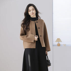 火桐hooton 高定系列 羊绒双拼短款大衣3485