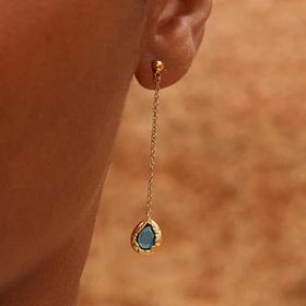 在途4周到｜Agapee-LYSIA-水滴 蓝色 长耳环［法国设计师］