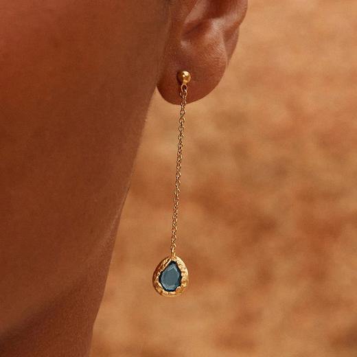 在途4周到｜Agapee-LYSIA-水滴 蓝色 长耳环［法国设计师］ 商品图0