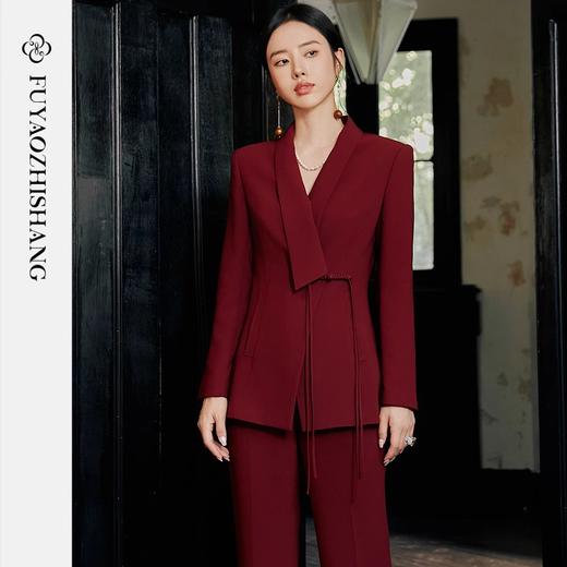 IWY/扶摇系列 安可拉红西装套装女国风盘扣西服外套新中式职业装FYCP530 商品图0