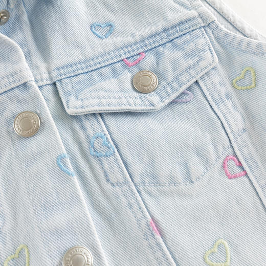 马克珍妮女童爱心绣花牛仔马甲儿童夹克上衣2025年春装新款250192 商品图4