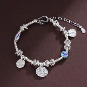 子佩集S925银【清雅喜乐】手链纯银【SL00857】腰缠万贯盘缠福字珐琅彩2501