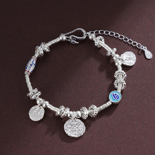 子佩集S925银【清雅喜乐】手链纯银【SL00857】腰缠万贯盘缠福字珐琅彩2501 商品图0