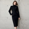 IWY/高端黑色职业西装套装女前台接待正装圆领两件套销售工作服CS2104-B 商品缩略图1