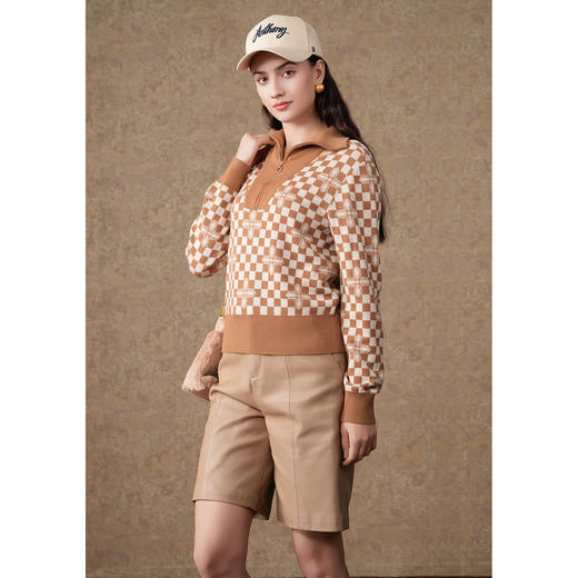 乔万尼冬季新款针织衫绵羊毛复古上衣女ET4M956 商品图3