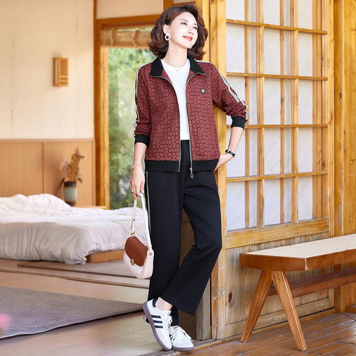 MC628中老年休闲运动套装女春秋50岁女人穿搭洋气大码中年妈妈秋装穿搭 商品图2