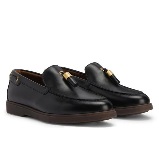 Giuseppe Zanotti 女士螺纹皮革乐福鞋 黑色 E460020007 商品图1