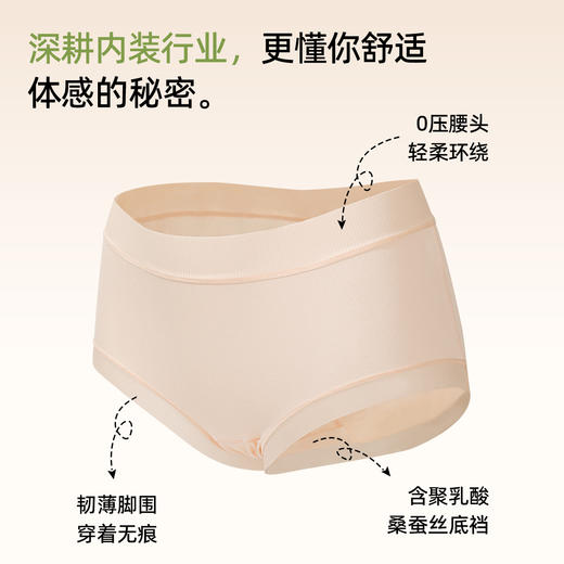 【5条盒装】熳洁儿 女士大码内裤莫代尔中腰桑蚕丝聚乳酸底档轻薄25262101 商品图1