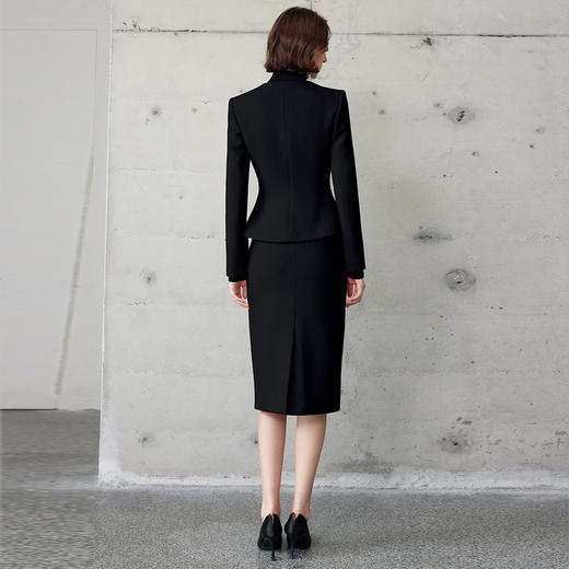 IWY/高端黑色职业西装套装女前台接待正装圆领两件套销售工作服CS2104-B 商品图4