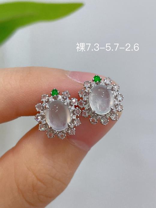 蛋面翡翠耳钉 商品图0