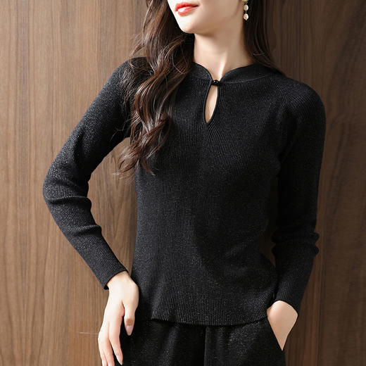 纤束马精纺羊毛亮丝旗袍领 JN-2466 商品图4