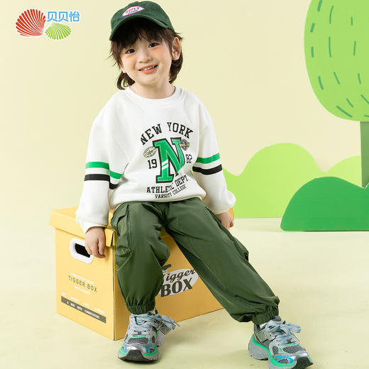 贝贝怡儿童休闲工装裤潮酷男童运动裤中大童束脚裤2025新款春装ZB1EK007 商品图0