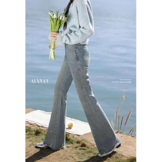 鹿向南「显瘦神裤」牛仔蓝修身牛仔裤 商品图2