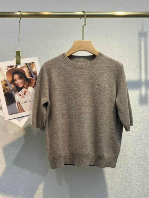 30%羊绒70%羊毛混纺早春针织中袖套头衫 商品图1