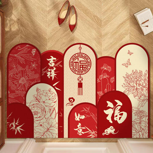 「数款可选！新古风」中古风入户门地垫 换鞋区耐脏易打理脚踏垫玄关门口吸水硅藻泥地垫居家日用布艺 商品图2
