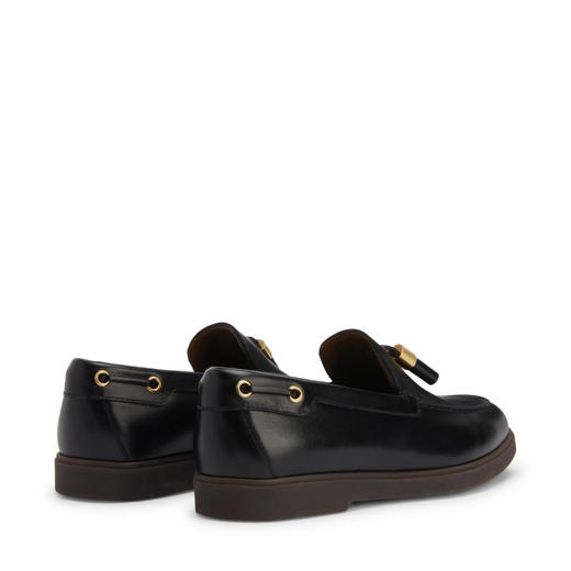 Giuseppe Zanotti 女士螺纹皮革乐福鞋 黑色 E460020007 商品图2