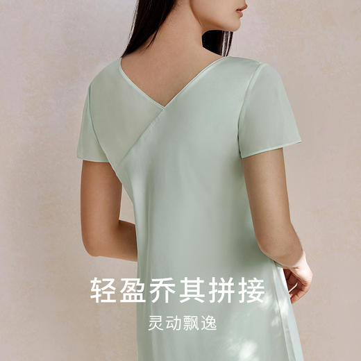 桑蚕丝鸢尾贴布绣】19姆米重磅真丝睡裙女100%桑蚕丝家居服金三塔  YSFFA310 商品图1