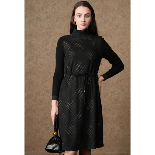 乔万尼新款绵羊毛连衣裙收腰保暖显瘦长裙打底裙EI4E528 商品图1