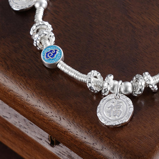 子佩集S925银【清雅喜乐】手链纯银【SL00857】腰缠万贯盘缠福字珐琅彩2501 商品图4