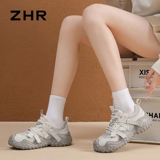 ZHR则则厚底运动休闲鞋女2024新款网面大头老爹鞋软底户外登山鞋 商品图7