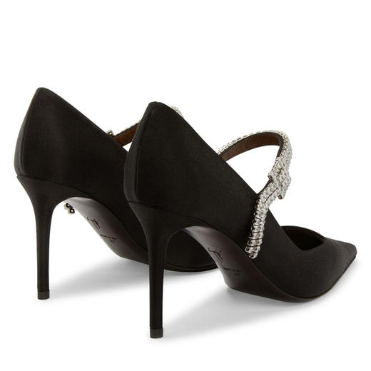 Giuseppe Zanotti 女士合成缎纹织物镶钻高跟鞋 黑色 I460024001 商品图2