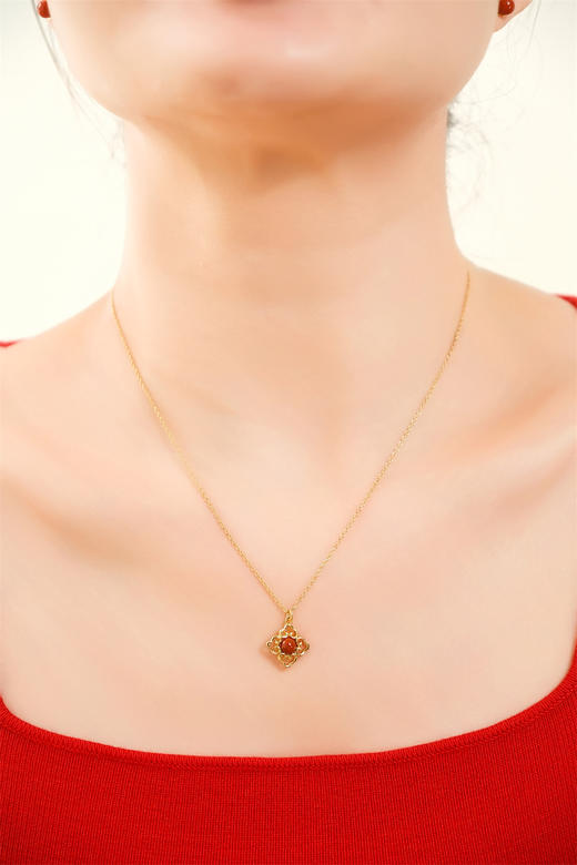 pearl moments珍刻  万事如意 四叶草（南红）项链 商品图9