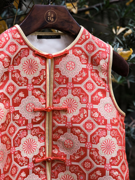 下架|盛唐牡丹| 儿童系列|Kids 四合花开对襟马甲 商品图1