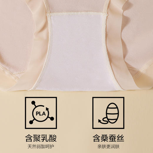 【5条盒装】熳洁儿 女士大码内裤莫代尔中腰桑蚕丝聚乳酸底档轻薄25262101 商品图4