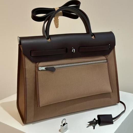 顺丰包邮63841洛诗琳质感细腻时髦感帆布拼皮手提斜挎包00585 商品图4