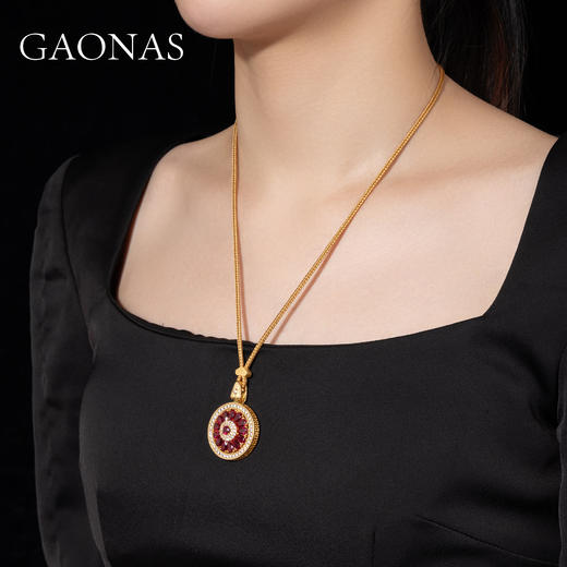 GAONAS中式国风红色罗盘设计项链11232XR 商品图5
