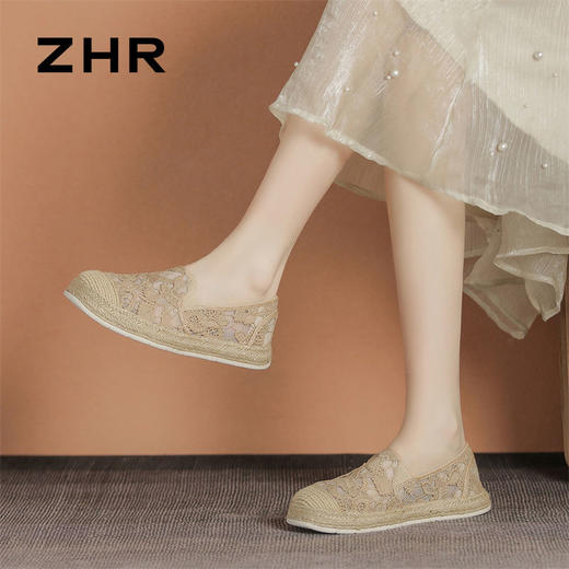 ZHR网纱透气新中式渔夫鞋2024新款一脚蹬单鞋时耐磨尚小香风女鞋 商品图9