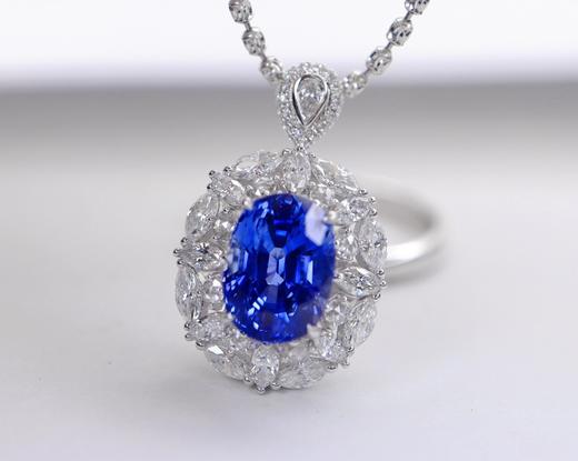3.7ct刻面蓝宝石戒指吊坠 商品图0