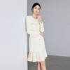 IWY/法式小香风连衣裙女新款米白色名媛范圆领长袖百褶裙子Q1234 商品缩略图4